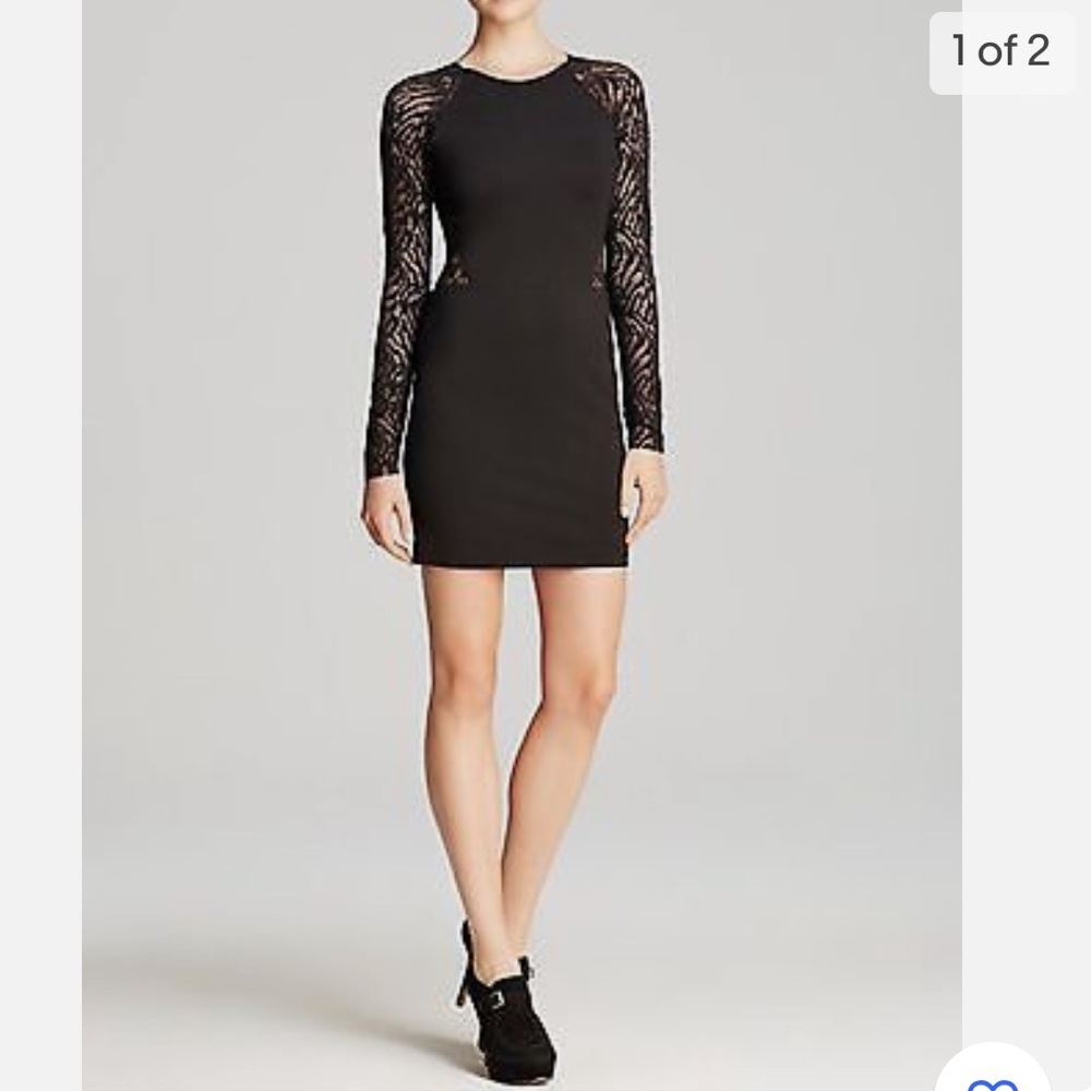 PARKER NAOMI BLACK LACE LONG SLEEVE DRESS